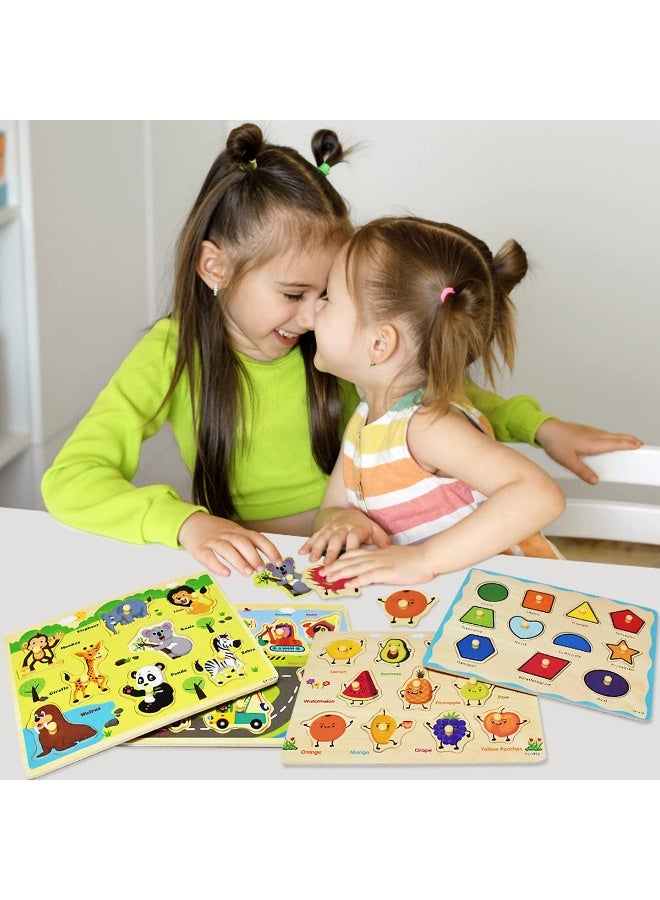 Mordely Wooden Peg Puzzles for Toddlers 2 3 4 Years Old, Kids Educational Preschool Peg Puzzles Toy - Image 4